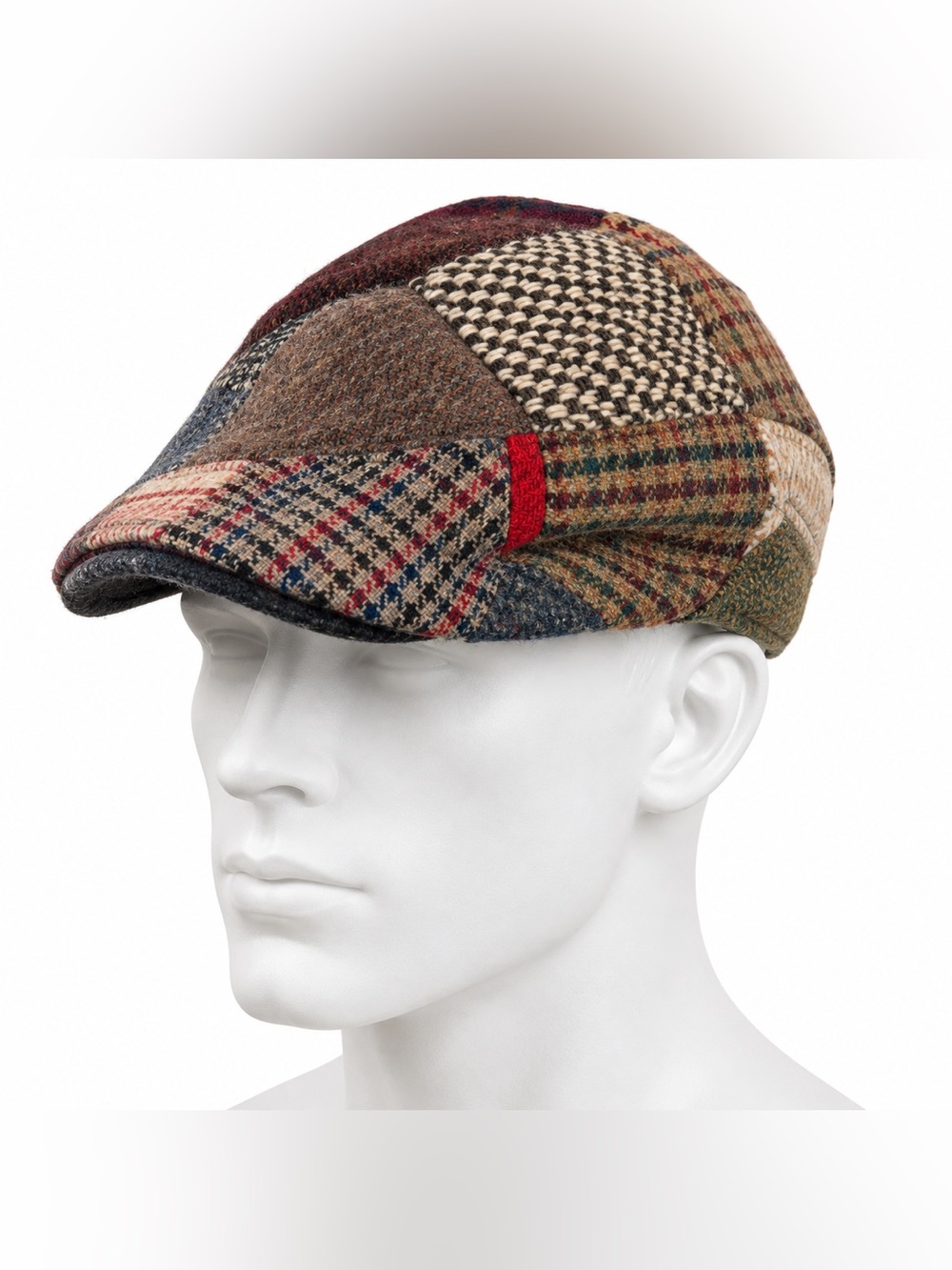 Hanna Hats Donegal Irish Wool Patchwork Flat Cap Vintage M